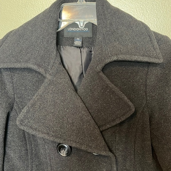 London Fog Pea Coat 80% Wool 20% Nylon Womens size PS, Dark Charcoal Gray - Picture 3 of 9